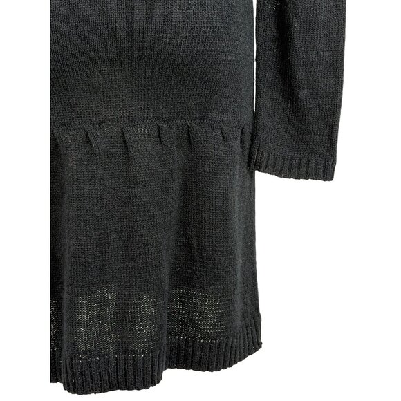 Black & White Fair Isle Cowl Neck Mini Sweater Dress | Nordic Cottagecore Cozy M - Picture 9 of 16